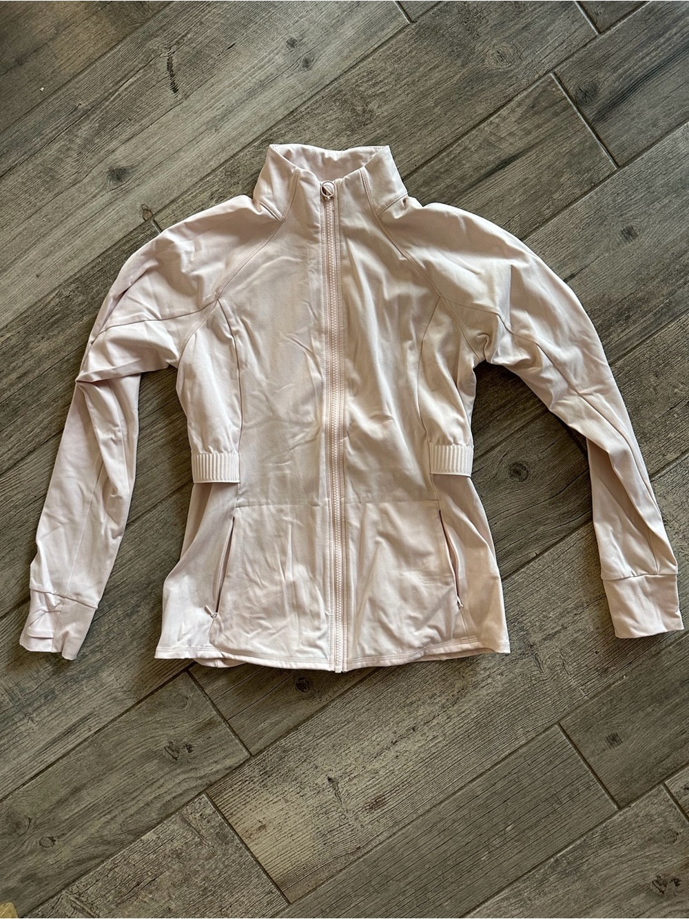 Fabletics Pale Blush Zip-Up Bomber Jacket